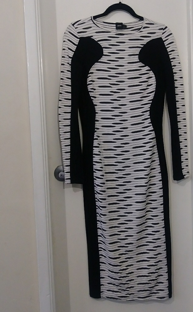 ASOS Black & White Bodycon Midi Dress